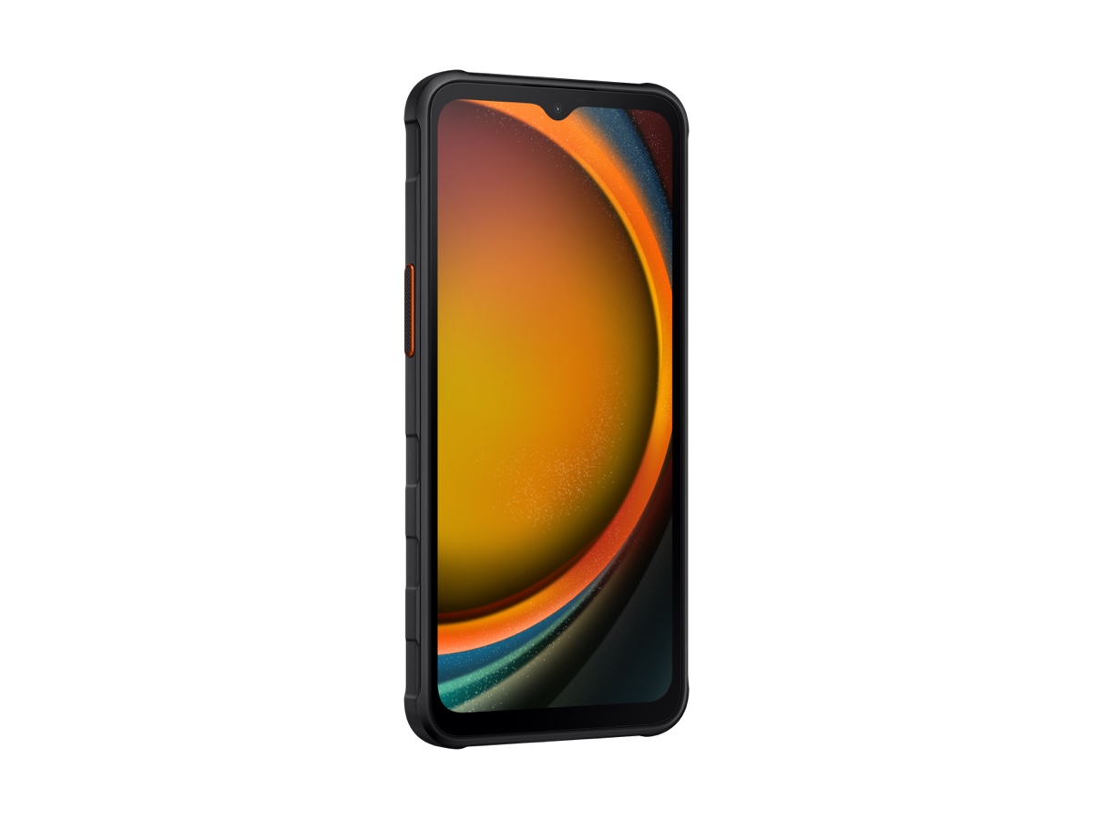 Slide 3: Samsung Galaxy XCover7 front three quarter view facing right in colour black