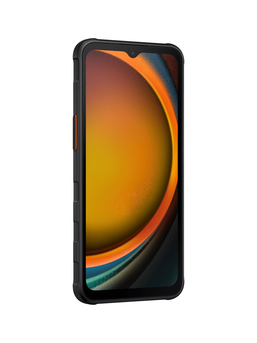 Image 3: Samsung Galaxy XCover7 front three quarter view facing right in colour black