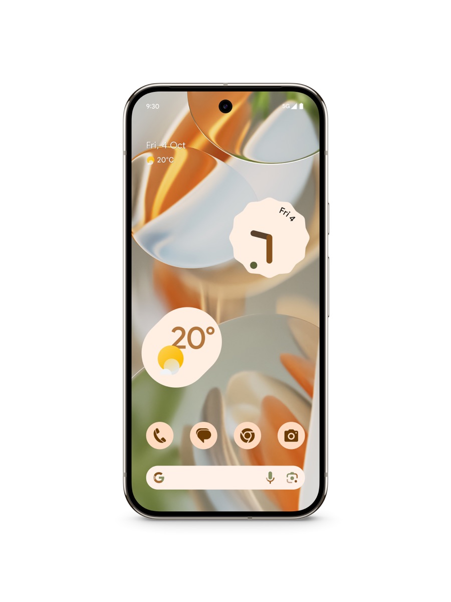 Image 2: Google Pixel 9 Pro front view, vertical, full length in Porcelain colour 
