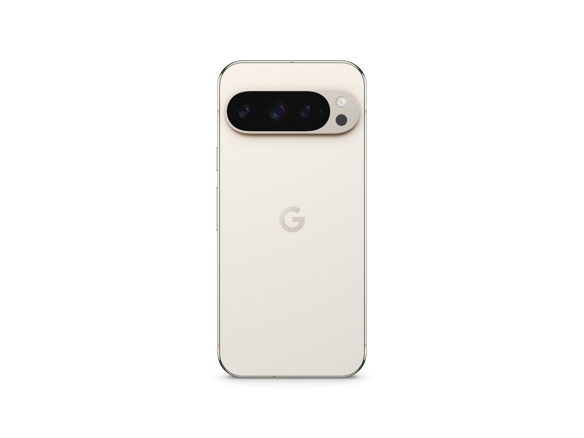 Slide 3: Google Pixel 9 Pro rear view, vertical, full length in Porcelain colour 
