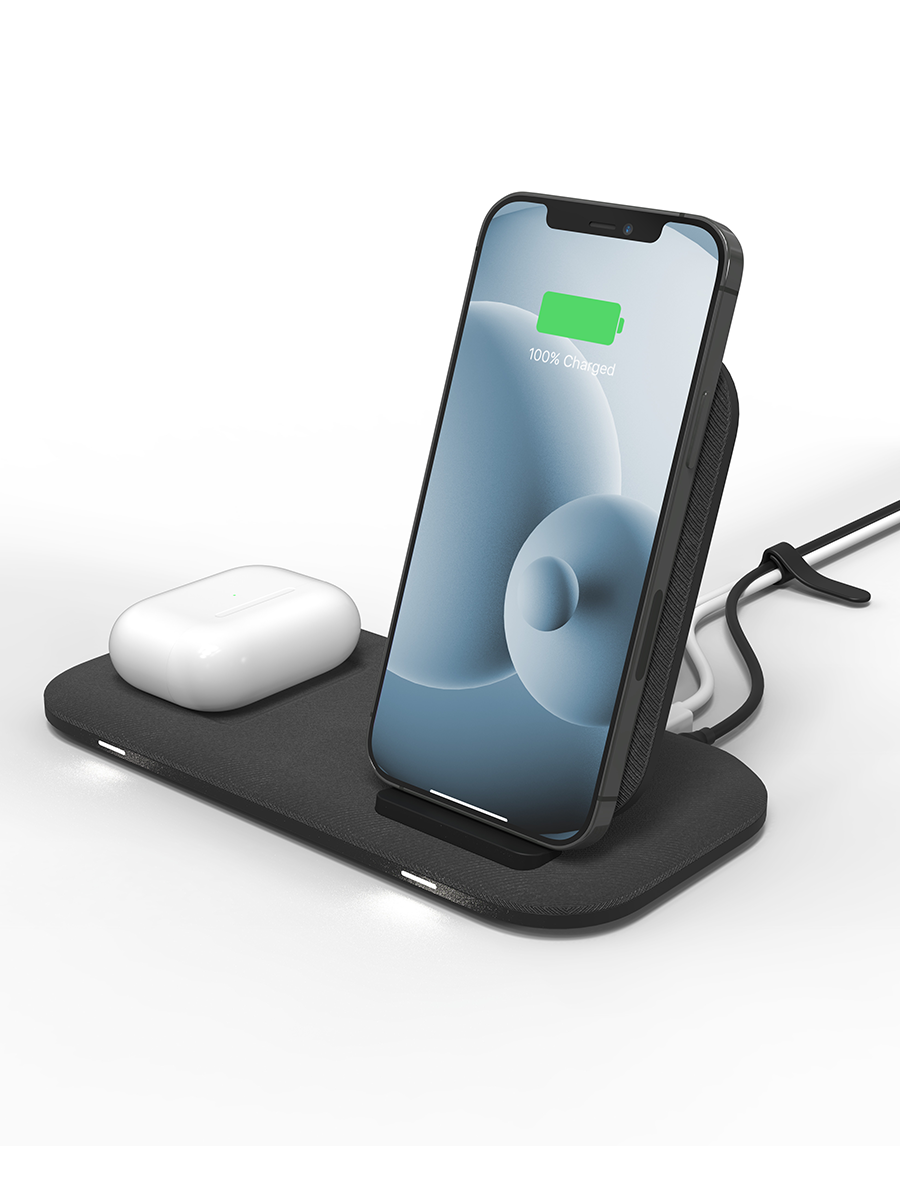Image 1: Mophie 2 in 1 Universal Wireless Charging Stand+ front view