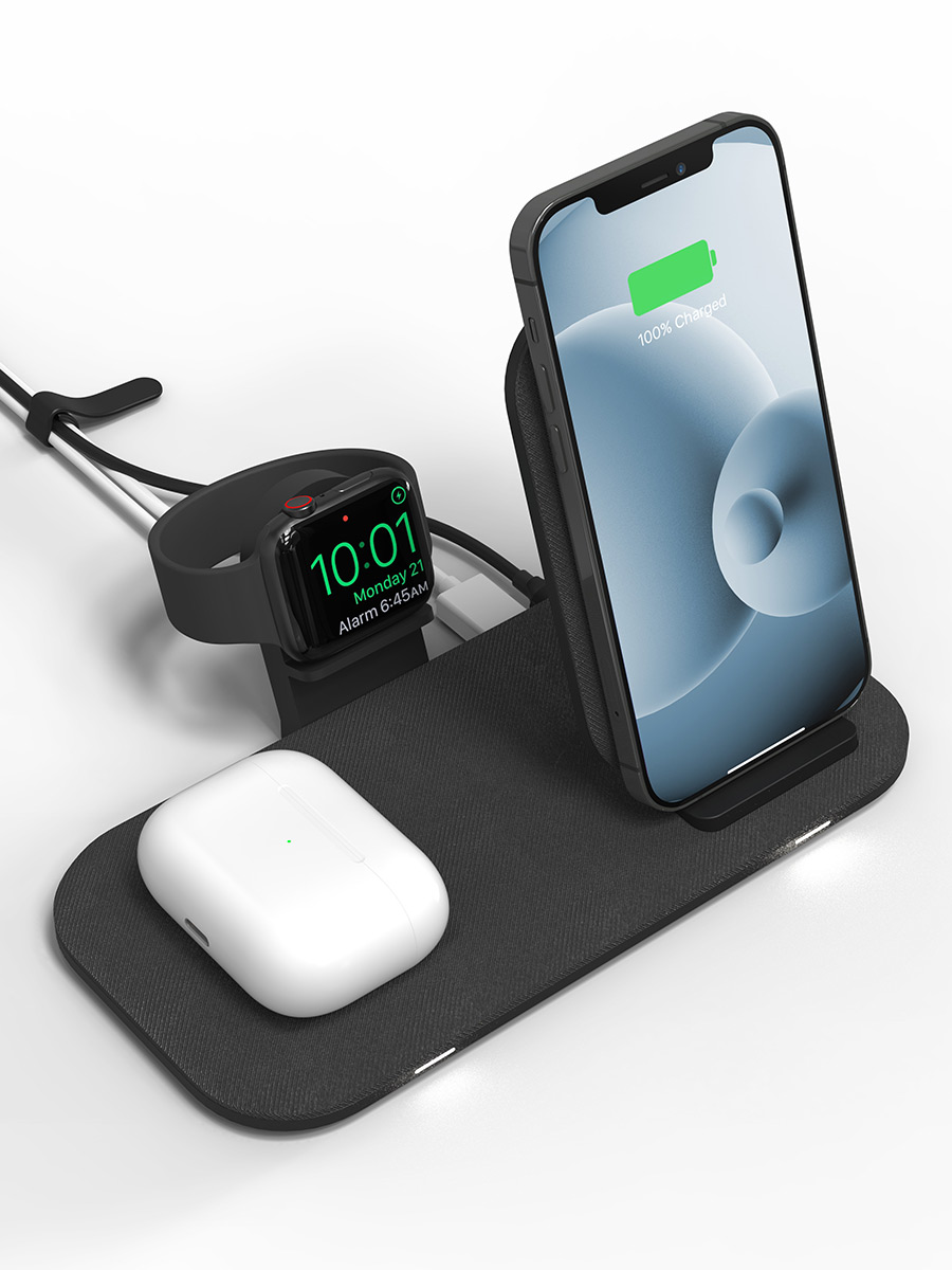 Image 2: Mophie 2 in 1 Universal Wireless Charging Stand+ mophie 2 in 1 universal wireless charging stand black 02 900x1200