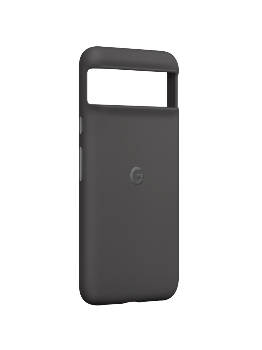 Image 3: Google Pixel 8 Case exterior view, three quarter left angle in Charcoal colour.