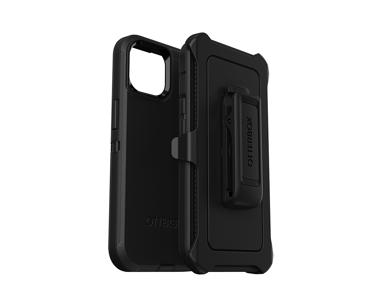 Slide 1: Otterbox iPhone 14 Defender Case Side view three quarter angle