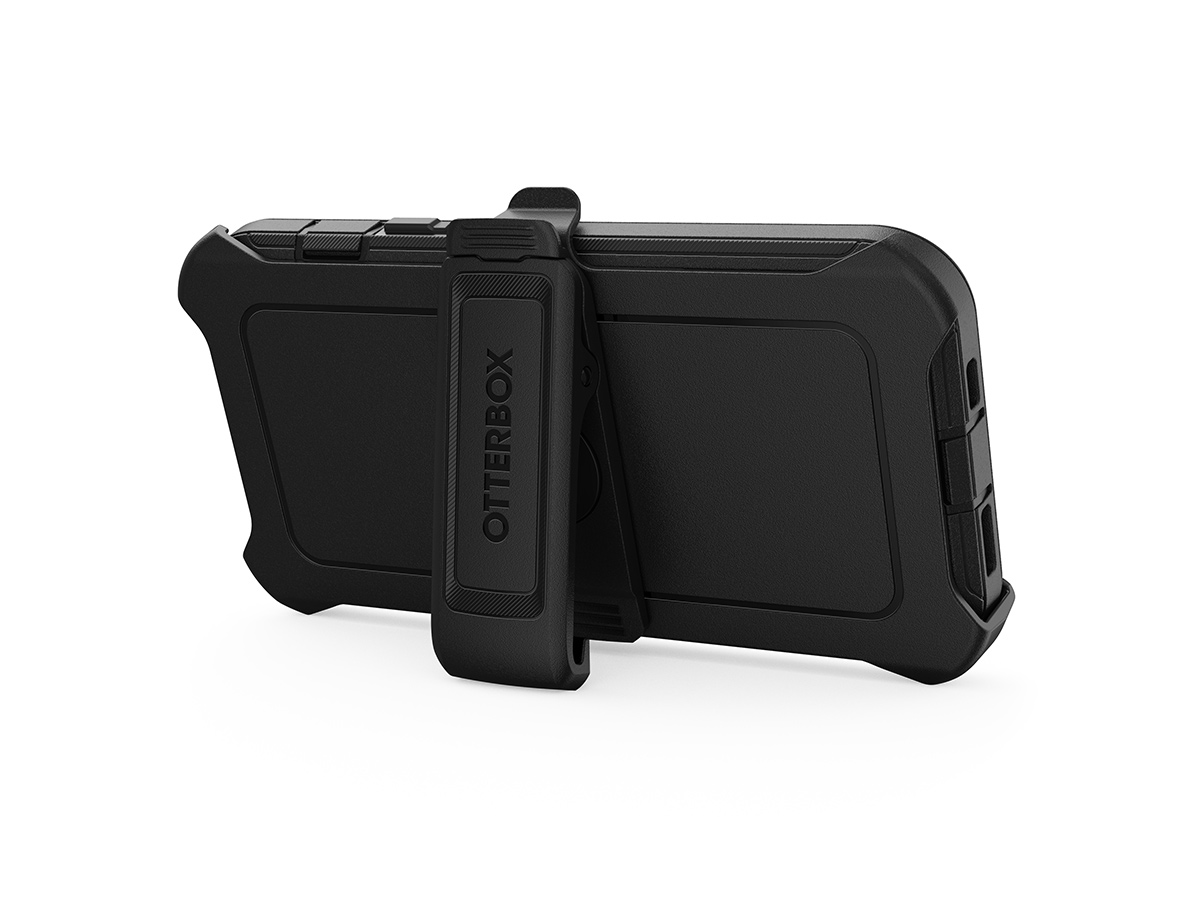 Slide 4: Otterbox iPhone 14 Defender Case Rear view horizontal showing belt clip