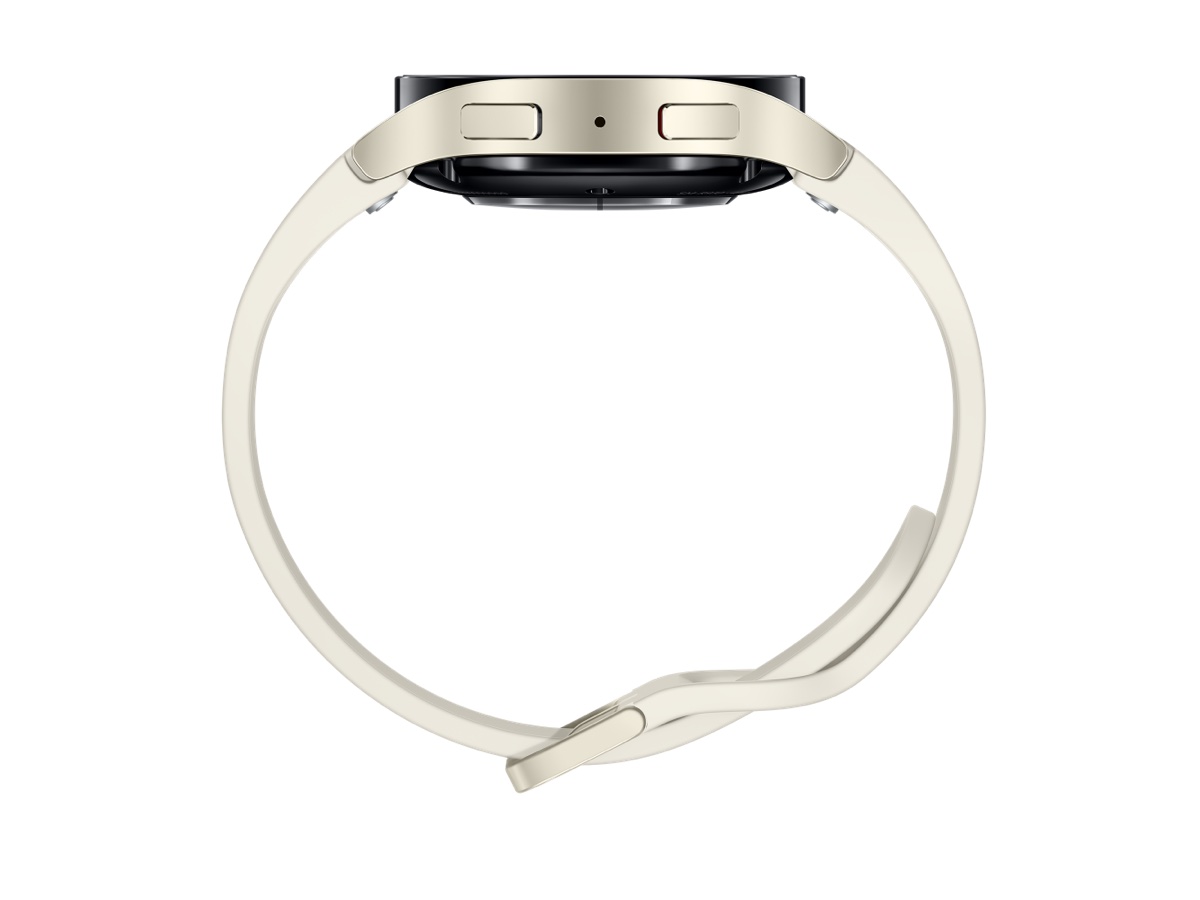 Slide 5: Samsung Galaxy Watch6 40mm profile view band closed in Gold colour. 
