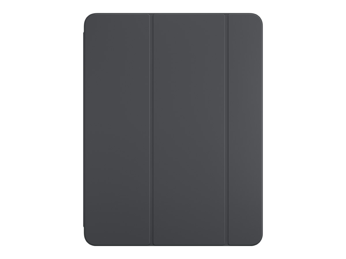 Slide 1: Apple Smart Folio for iPad Pro 13 inch (M4) A front view of the Apple Smart Folio for iPad Pro 13 inch (M4) in black is shown connected to an Apple Ipad Pro 13 inch (M4), all fold panels are folded down covering the Ipad screen