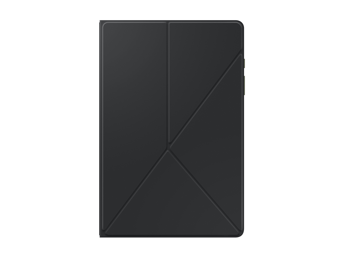 Slide 1: Samsung Tab A9+ Book Cover front view in colour black.