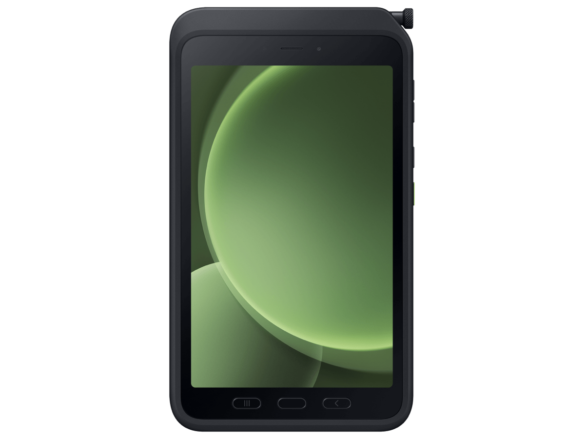 Slide 1: Samsung Galaxy Tab Active5 front view in Green colour