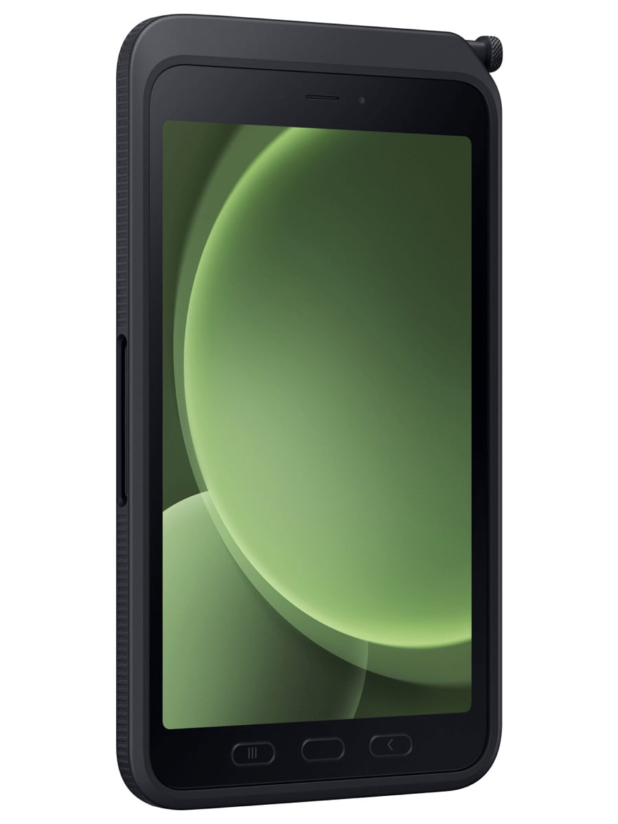 Image 3: Samsung Galaxy Tab Active5 front view, three quarter left angle in Green colour