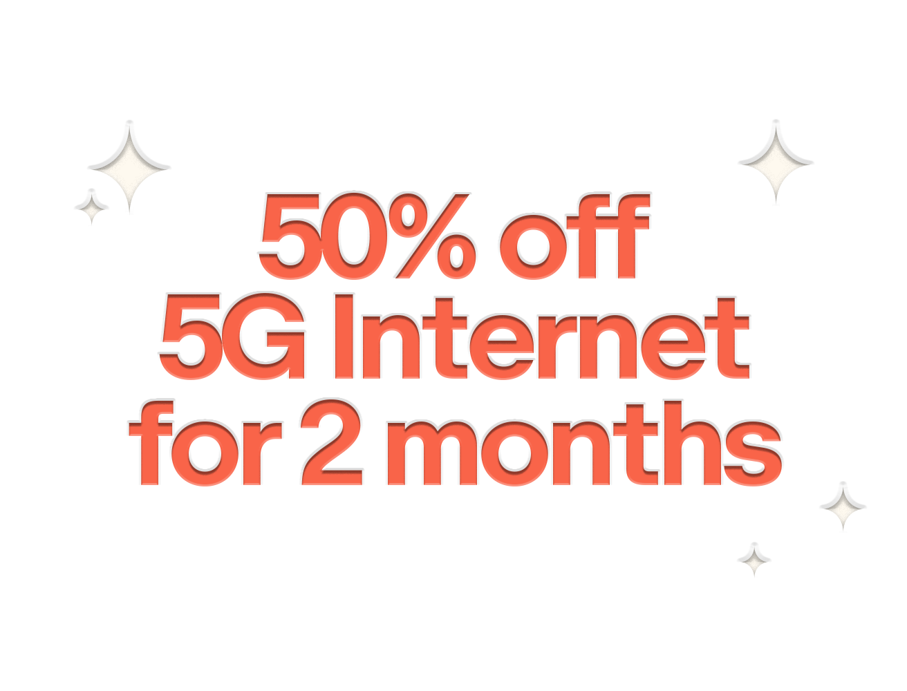 Text on banner: 50% off 5G Internet for 2 months