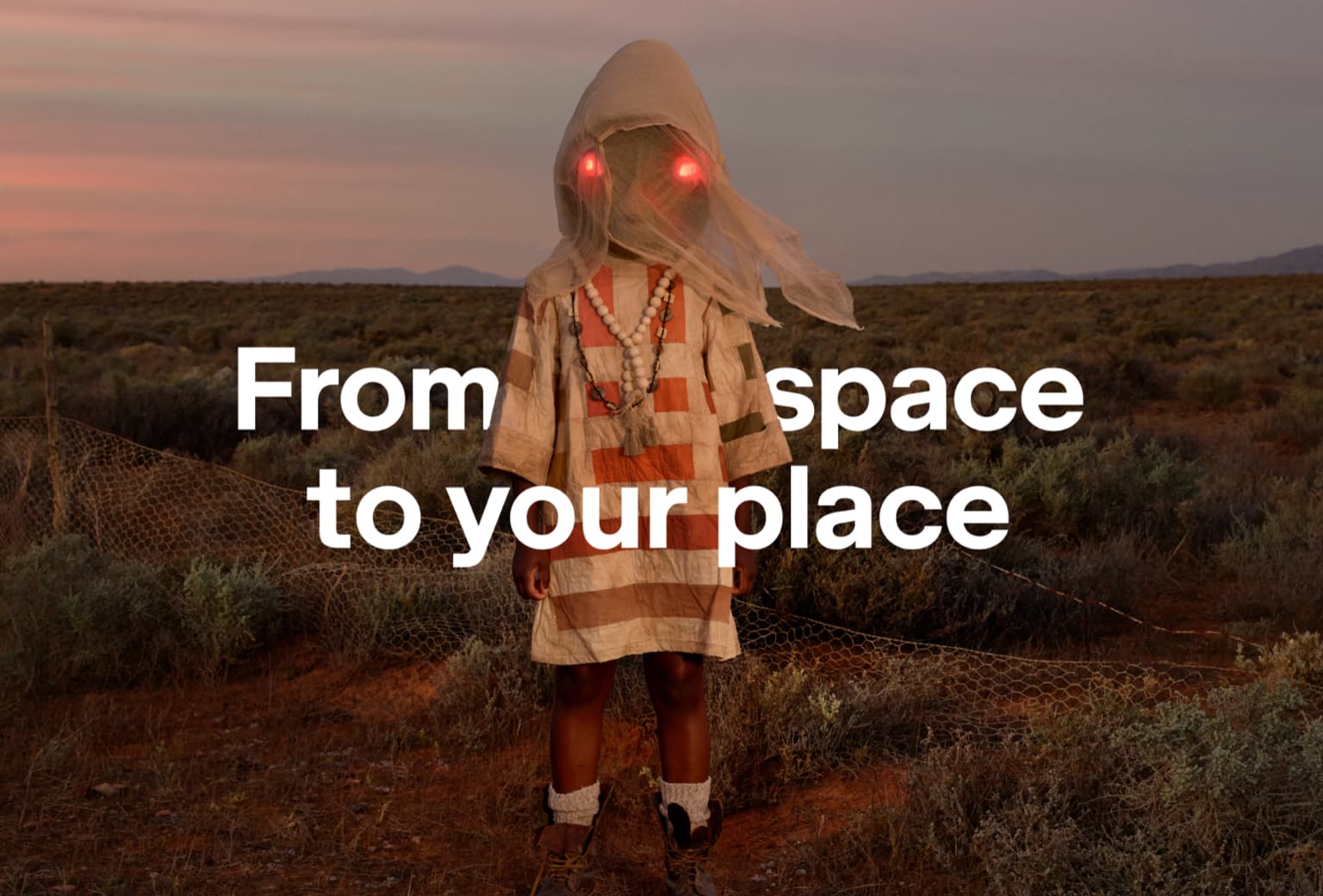 Child standing in the outback text on image: From space to your place