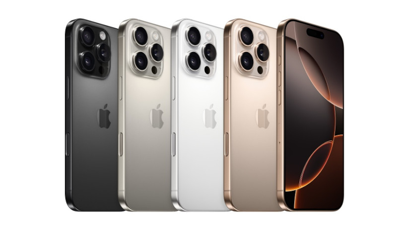 Image of iPhone 16 Pro models in various colour finishes